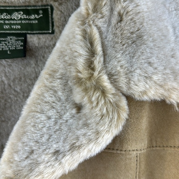 Eddie Bauer Fur Lined Suede Button Down Coat - Picture 10 of 11